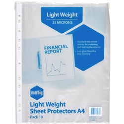 Marbig Sheet Protector Economy A4 Low Glare Pack Of 10