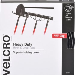 Velcro Brand Hook And Loop Heavy Duty Fasteners Tape 50Mmx2.5M Black