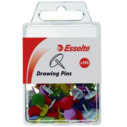 Esselte Drawing Pins Coloured (100)