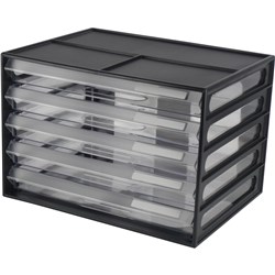 Italplast A4 5 Drawer Document Cabinet Black