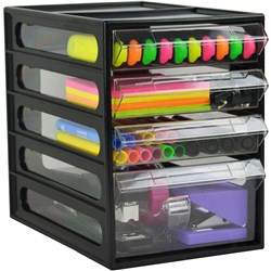 ITALPLAST 4 DRAWER OFFICE ORGANISER CABINET BLACK