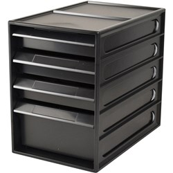 ITALPLAST 4 DRAWER OFFICE Recycled Organiser Cabinet Black