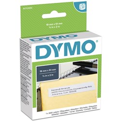 DYMO LABELWRITER LABELS Paper 19mm x 51mm White Box of 500