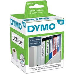 DYMO LABELWRITER LABELS Paper Lever Arch 59mm x 190mm White Box of 100