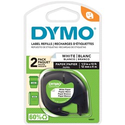 Dymo Letra-Tag Tape Paper White 2Pk