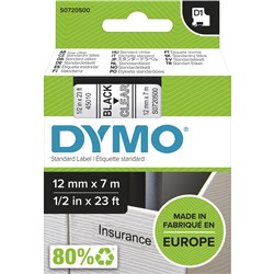 DYMO D1 12MM BLACK/CLEAR