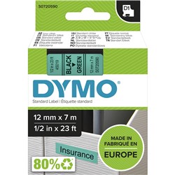 DYMO D1 12MM BLACK/GREEN