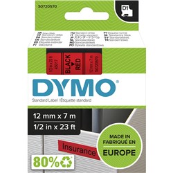 DYMO D1 12MM BLACK/RED