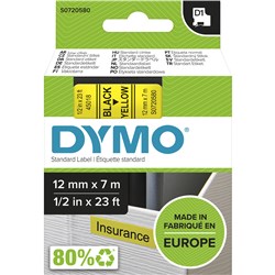 DYMO D1 12MM BLACK/YELLOW