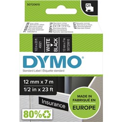 DYMO D1 12MM WHITE/BLACK