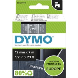 DYMO D1 12MM WHITE/CLEAR