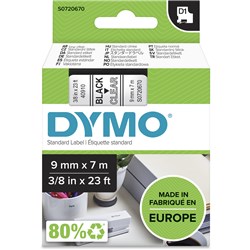 DYMO D1 09MM BLACK/CLEAR