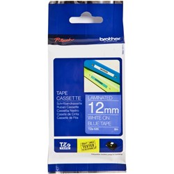 Brother Tze-535 P-Touch Tape 12Mmx8M White On Blue Tape