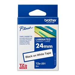 Brother Tze-251 P-Touch Tape 24Mmx8M Black On White