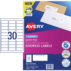 Laser Label L7158 30 (P/Page) 64 X 26.7Mm (100)