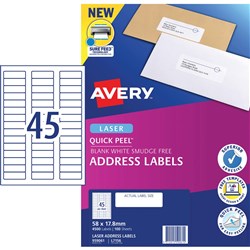 Laser Label L7156 45 (P/Page) 58 X 17.8Mm (100)