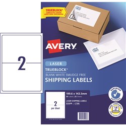 AVERY MAILING LASER LABELS L7168 2 L/P Sht 199.1x143.5mm Box of 50