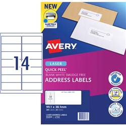 LASER LABEL L7163 MAILING LABELS Laser 14 per Sheet 99.1x38.1mm Box of 20