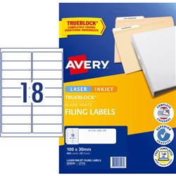 AVERY L7172 FILING LASER LABEL Ring Binder 100x30mm Pack of 450