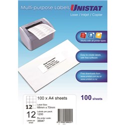 LASER LABEL UNISTAT 12(P/PG) 68X70MM