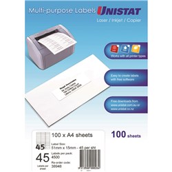 LASER LABEL UNISTAT 45(P/PG) 51X15MM