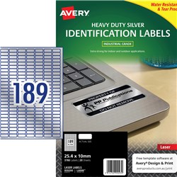 Avery L6008 Durable H D Label Laser 189 Sht 25 4X10 Slvr Met