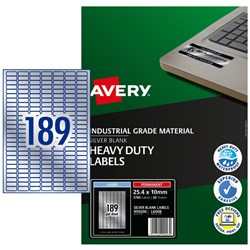 Avery L6008 Durable H D Label Laser 189 Sht 25 4X10 Slvr Met