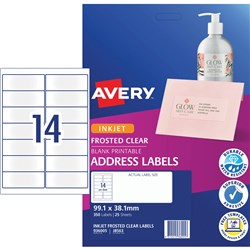 AVERY J8563 QUICK PEEL LABEL I/Jet 14/Sht 99.1x38.1 Add Clr Pack of 350