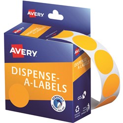 AVERY DMC24FO DISPENSER LABEL Circle 24mm Fluro Orange Pack of 350