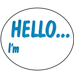 LABEL HELLO I'M 58MM X 43MM