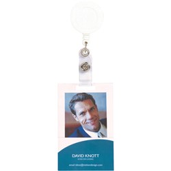 Rexel Card Holder Retractable With Strap White