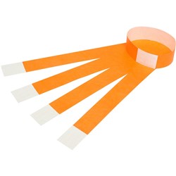 Rexel Wrist Bands W/Serial Number Fluoro Orange Pk100