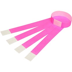 Rexel Wrist Bands W/Serial Number Fluoro Pink Pk100