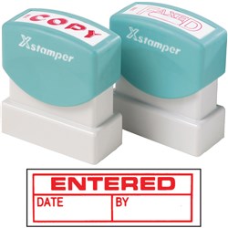 STAMP X ENTERED/DATE/BY -RED