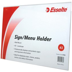 ESSELTE SIGN MENU HOLDER A3 LANDSCAPE WALL MOUNT