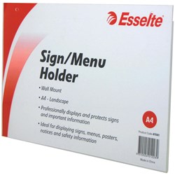 ESSELTE SIGN/MENU HOLDER A4 Landscape Wall Mount 