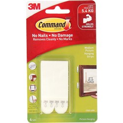 COMMAND PICTURE HANGING STRIPS 17201-4PK Medium White