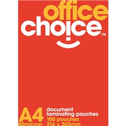 LAMINATING POUCH A4 OFFICE CHOICE 80 MIC (100)