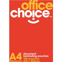 LAMINATING POUCH A4 OFFICE CHOICE 125MIC (100)