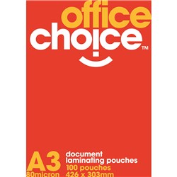 LAMINATING POUCH A3 OFFICE CHOICE 80 MIC (100)