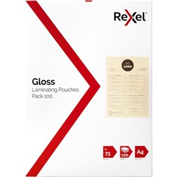 Laminating Pouch A4 Rexel 75Mic (100)