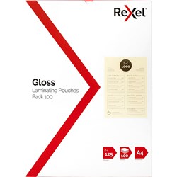 Rexel Laminating Pouches A4 2X125Mic Pack Of 100