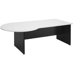Logan P Shape Desk 2100X1050Mm White & Ironstone