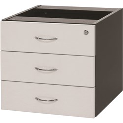 Logan Fixed Pedestal 3 Drawers White & Ironstone