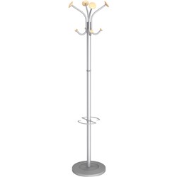 Alba 'Stily' Coat Rack 8 Hook Silver/Wood