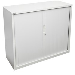 Go Tambour Door Cupboard White Satin H1016Xw900Xd470Mm Shelves Not Included
