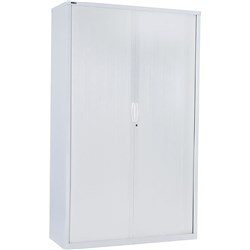 Go Tambour Door Cupboard White Satin H1980Xw1200Xd470Mm Shelves Not Included