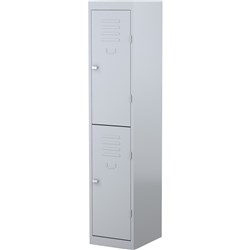 Steelco Personnel Locker 2 Door Silver Grey H1830Xw380Xd460Mm