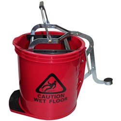 Cleanlink Mop Bucket Heavy Duty Metal Wringer Red