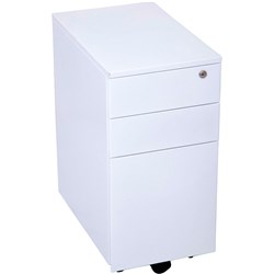 Go Steel Mobile Pedestal Slim Line Metal 3 Drawer White